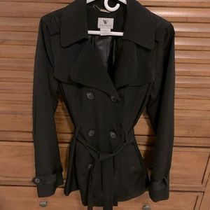 Worthington short black trench coat—size large